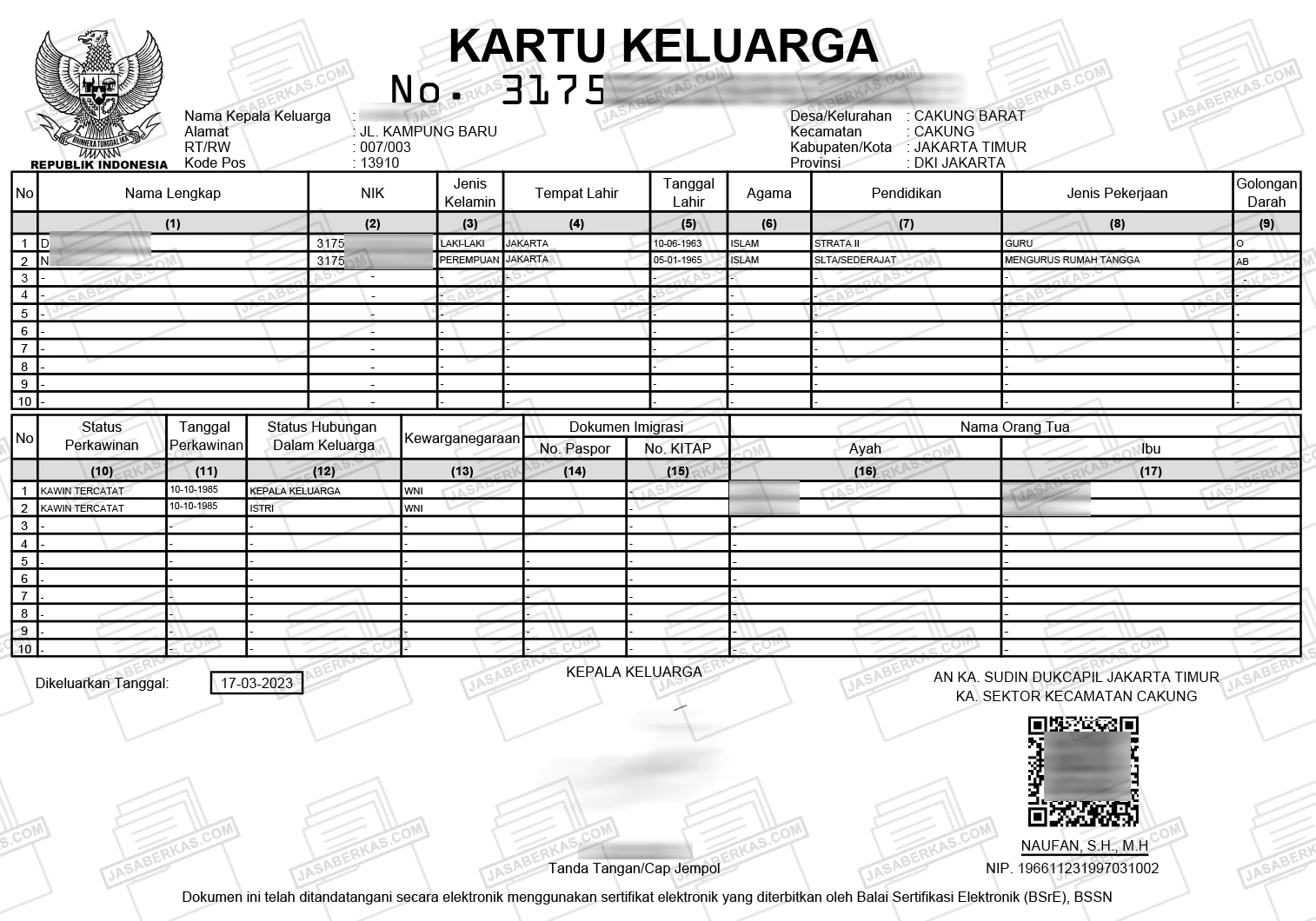 Kartu Keluarga Baru/Lama